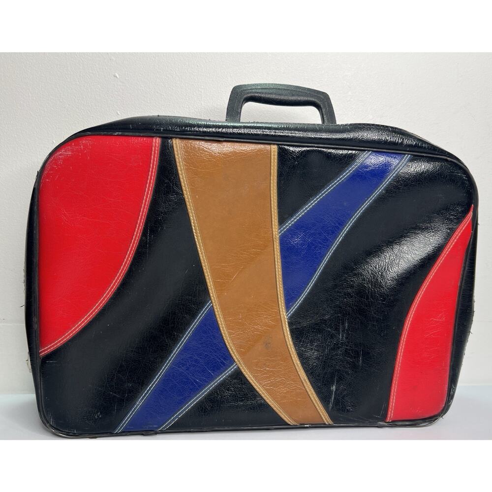 Graphic Mid Century Modern MCM Leatherette Briefcase Suitcase Made in Japan